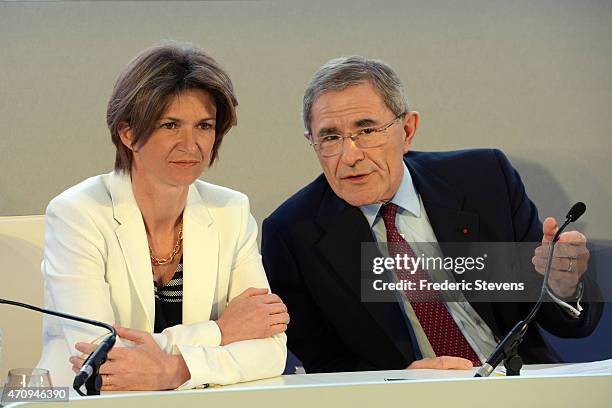 French electricity and gas company GDF Suez chief executive, Gerard Mestrallet and GDF Suez' Deputy Chief Executive Officer, Isabelle Kocher attend a...