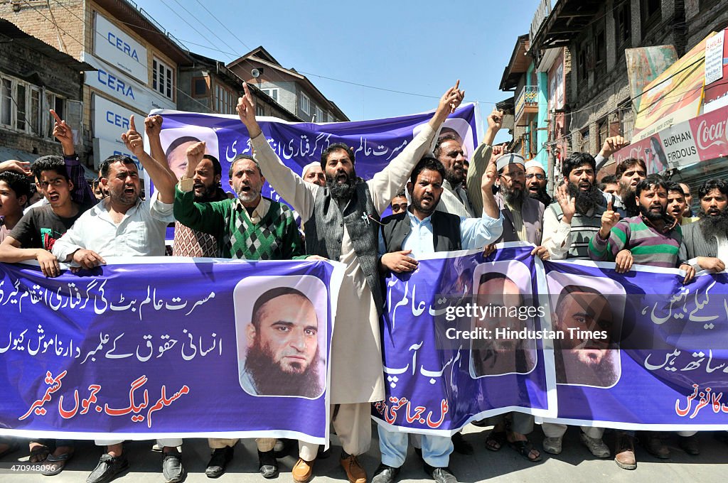 Protest In Srinagar Over Booking Separatist Masrat Alam Under Public Safety Act