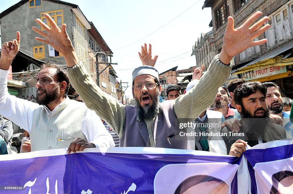 Protest In Srinagar Over Booking Separatist Masrat Alam Under Public Safety Act