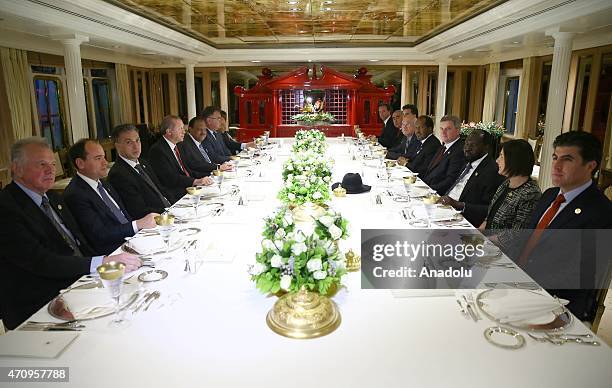 President of Turkey Recep Tayyip Erdogan hosts a dinner in honor of the guests, including presidents, prime ministers and other high level delegates...