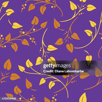 Random Repeating Pattern Of Simple Vines And Leaves High-Res Vector ...