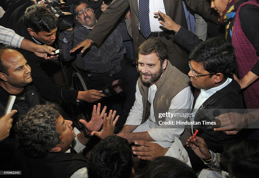 Rahul Gandhi Meets Disabled Persons Sitting On Protest For Disability Rights Bill