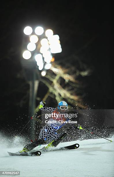 Macarena Simari Birkner of Argentina in action during the Women's Slalom during day 14 of the Sochi 2014 Winter Olympics at Rosa Khutor Alpine Center...