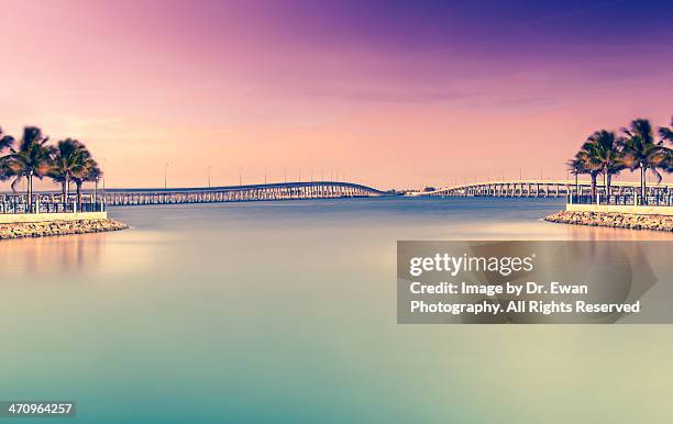 converging bridges - punta gorda florida stock pictures, royalty-free photos & images