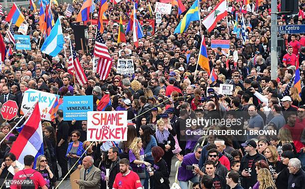 Tens of thousands of Armenian Americans take to the streets of Los Angeles on April 24 to march for justice and in memory of victims of the Armenian...