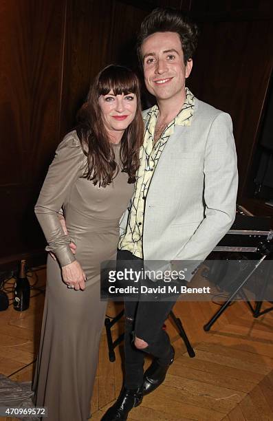 Collette Cooper and Nick Grimshaw attend as Collette Cooper previews songs from her upcoming album "City Of Sin" at The Groucho Club on April 24,...