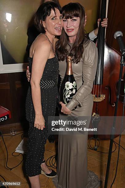 Sadie Frost and Collette Cooper attend as Collette Cooper previews songs from her upcoming album "City Of Sin" at The Groucho Club on April 24, 2015...