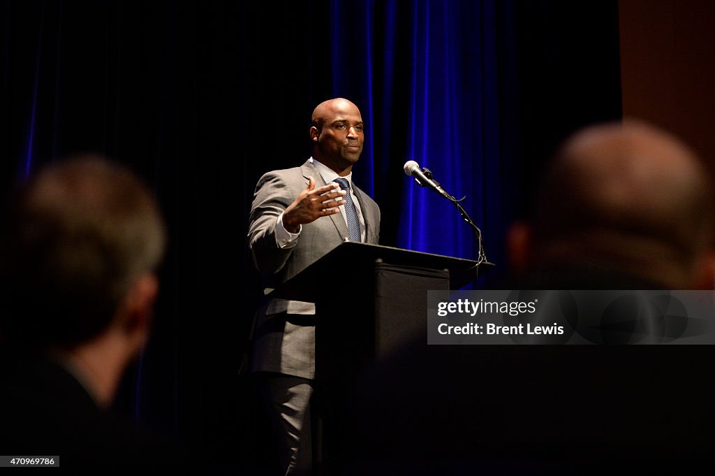 RICKY WILLIAMS TALKS DURING SHAKA FOUNDATION ANNIVERSARY