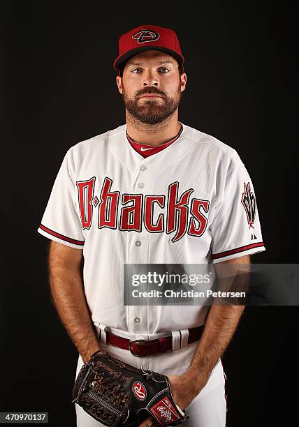 Pitcher Josh Collmenter of the Arizona Diamondbacks poses for a portrait during spring training photo day at Salt River Fields at Talking Stick on...