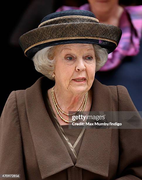 Princess Beatrix of The Netherlands attends celebrations to mark the 140th anniversary of the King William Fund at the Dutch Church on April 24, 2015...