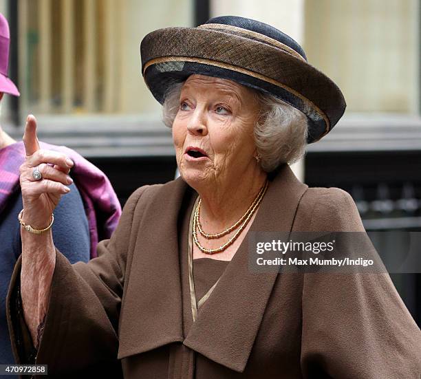 Princess Beatrix of The Netherlands attends celebrations to mark the 140th anniversary of the King William Fund at the Dutch Church on April 24, 2015...