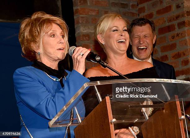 Recording Artists Jeannie Seely and Lorrie Morgan attend Recording Artist and Legend George Jones Museum Grand Opening on April 23, 2015 in...