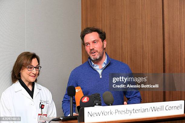 Christopher O'Neill is giving press conference at NewYork-Presbyterian/ Weill Cornell Medical Center on February 21, 2014 in New York City. The...