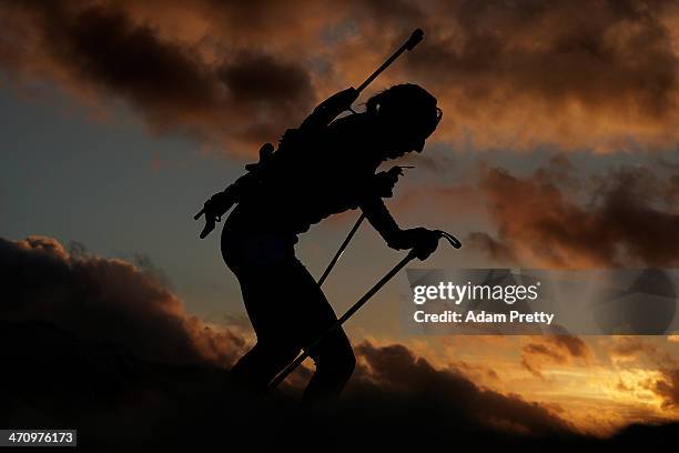 Franziska Preuss of Germany competes during the Women's 4 x 6 km Relay during day 14 of the Sochi 2014 Winter Olympics at Laura Cross-country Ski &...