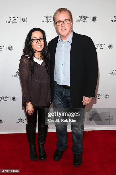 Actress Janeane Garofalo and director Brad Bird attend Tribeca Talks: Directors Series: Brad Bird and Janeane Garofalo during the 2015 Tribeca Film...