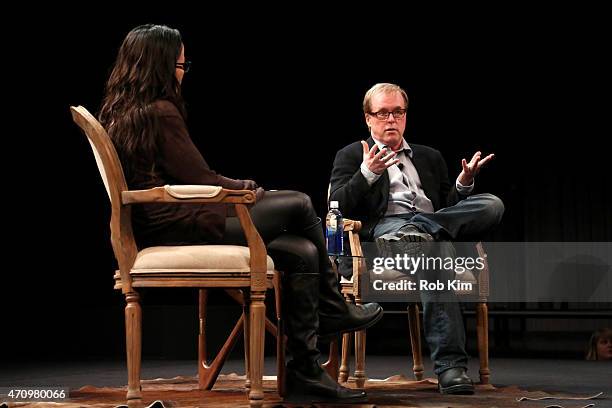 Actress Janeane Garofalo and director Brad Bird speak onstage Tribeca Talks: Directors Series: Brad Bird and Janeane Garofalo during the 2015 Tribeca...