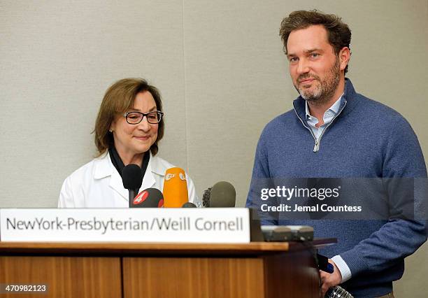 Dr. Sona Degann , OBGYN at NewYork-Presbyterian/Weill Cornell Hospital stands by Christopher O'Neill, husband of H.R.H. Princess Madeleine of Sweden...