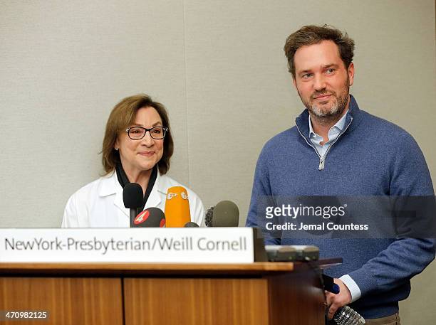 Dr. Sona Degann , OBGYN at NewYork-Presbyterian/Weill Cornell Hospital stands by Christopher O'Neill, husband of H.R.H. Princess Madeleine of Sweden...