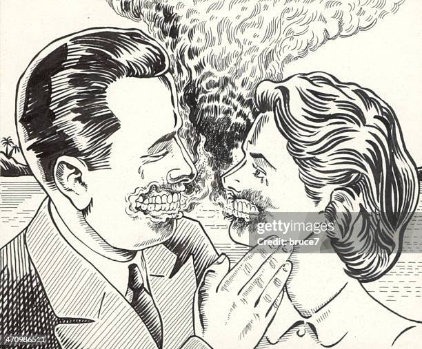 smouldering kiss - burnt stock illustrations