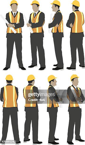 male architect standing - man back side stock illustrations