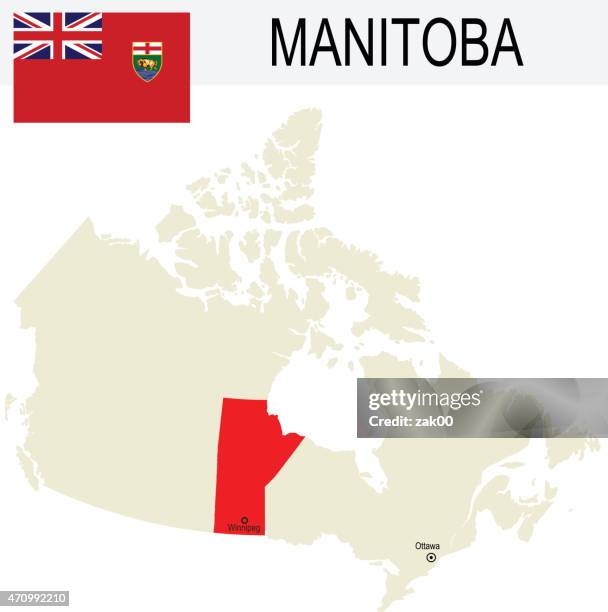canada province : manitoba map and flag - manitoba stock illustrations