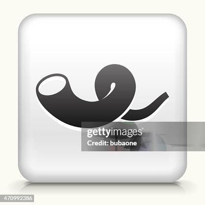 White Square Button with Shofar Icon White Square Button with Shofar Icon
