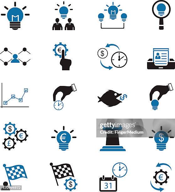 business icon set - contracting stock illustrations