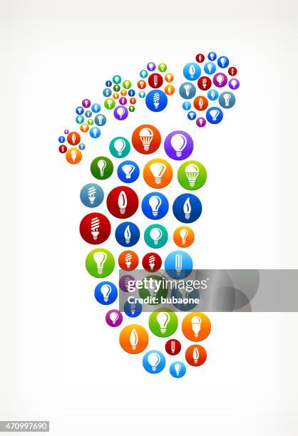 footprint light bulbs and lights vector graphic - halogen light stock illustrations