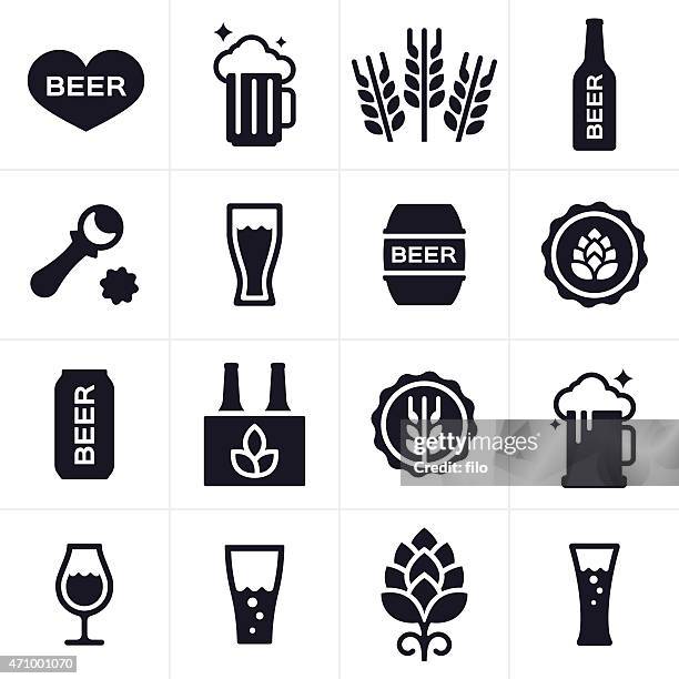 beer and beer brewing icons and symbols - 蛇麻草 幅插畫檔、美工圖案、卡通及圖標