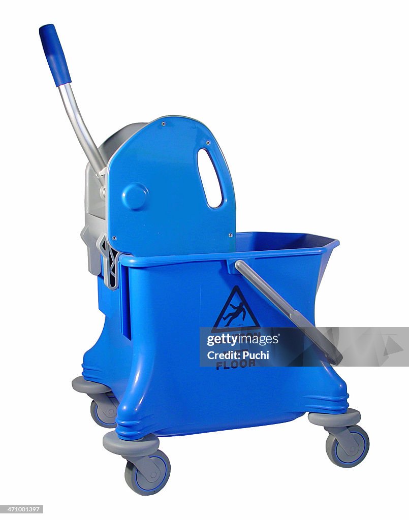 Caution wet floor bucket (mop squeezer)