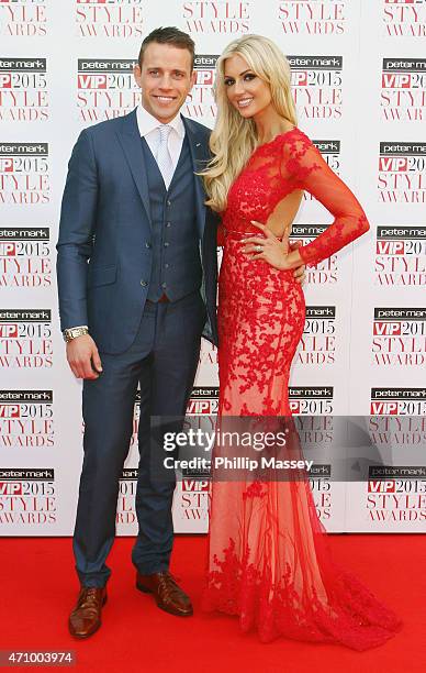 Wesley Quirke and Rosanna Davison attend the Peter Mark VIP Style Awards at the Marker Hotel on April 24, 2015 in Dublin, Ireland.