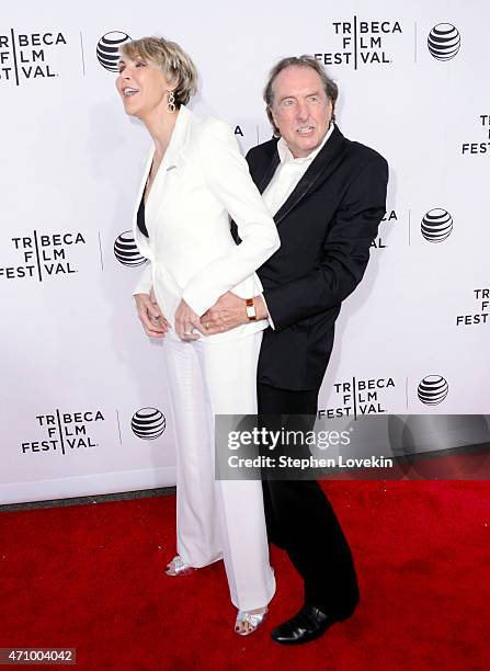 Tania Kosevich and Eric Idle attend the "Monty Python And The Holy Grail" Special Screening during the 2015 Tribeca Film Festival at Beacon Theatre...