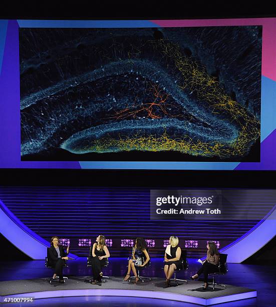 Dr. Stacie Grossman Bloom, Dr. Renee Engeln, Thandie Newton, Gabi Gregg and Bianna Golodryga speak on stage during the Women In The World Summit held...