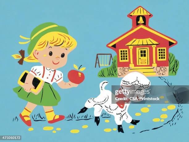 schoolgirl - nursery rhymes stock illustrations