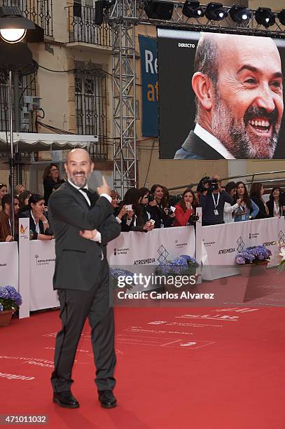 Spanish actor Javier Camara attends "Aprendiendo a Conducir" premiere during the 18th Malaga Spanish Film Festival at Cervantes Theater on April 24,...