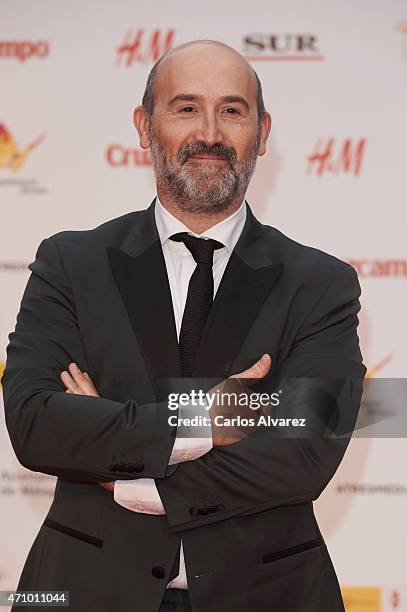 Spanish actor Javier Camara attends "Aprendiendo a Conducir" premiere during the 18th Malaga Spanish Film Festival at Cervantes Theater on April 24,...