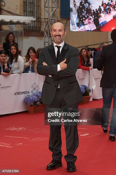 Spanish actor Javier Camara attends "Aprendiendo a Conducir" premiere during the 18th Malaga Spanish Film Festival at Cervantes Theater on April 24,...