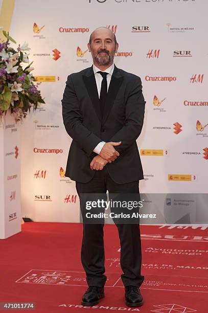 Spanish actor Javier Camara attends "Aprendiendo a Conducir" premiere during the 18th Malaga Spanish Film Festival at Cervantes Theater on April 24,...