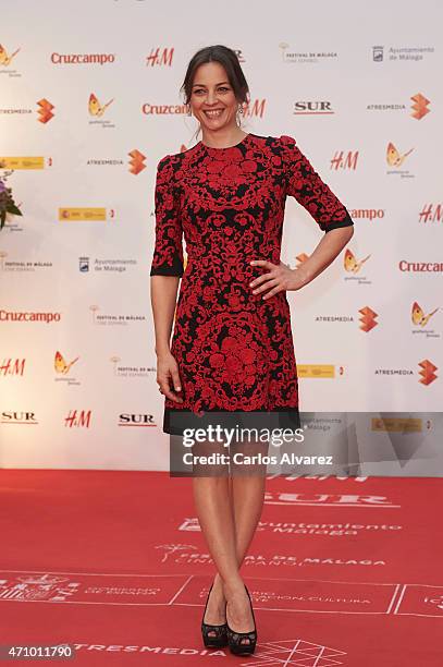 Spanish actress Leonor Watling attends "Aprendiendo a Conducir" premiere during the 18th Malaga Spanish Film Festival at Cervantes Theater on April...