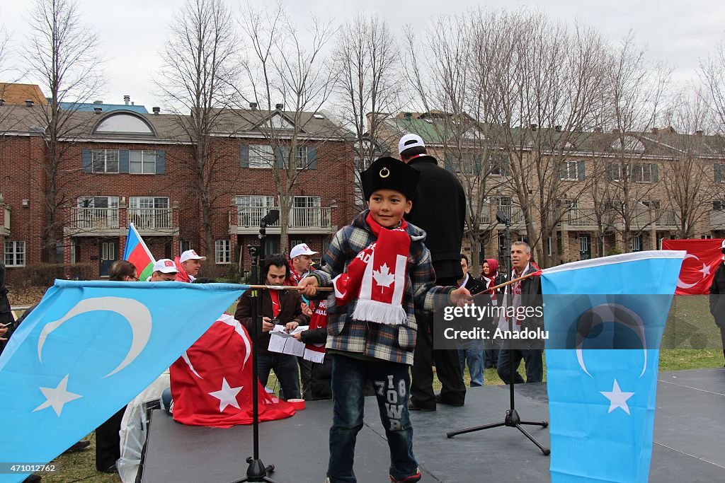 Turks living in Canada march at the 100th anniversary of the 1915 incidents