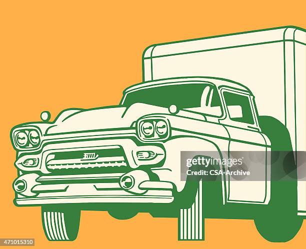 vintage truck - shipping container close up stock illustrations