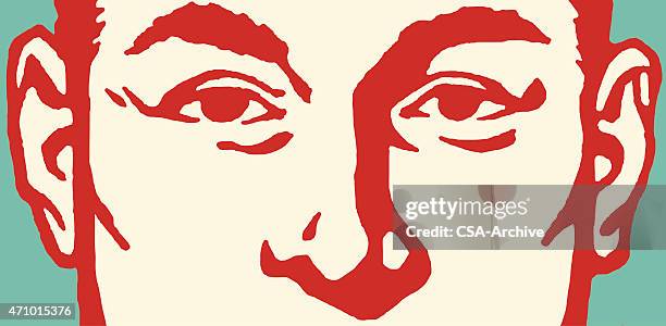 close up of man's face - eyebrow stock illustrations