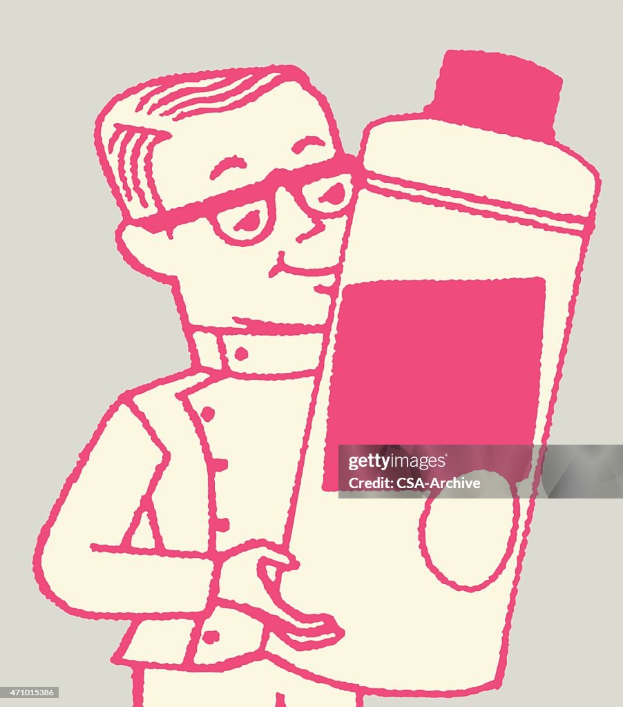 Doctor with Giant Medicine container