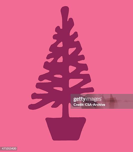 pine tree in a pot - topiary stock illustrations
