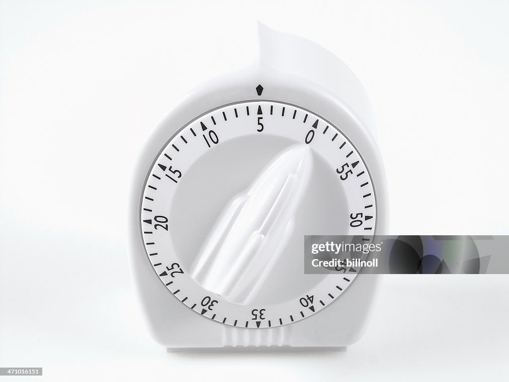 White timer set at five minutes