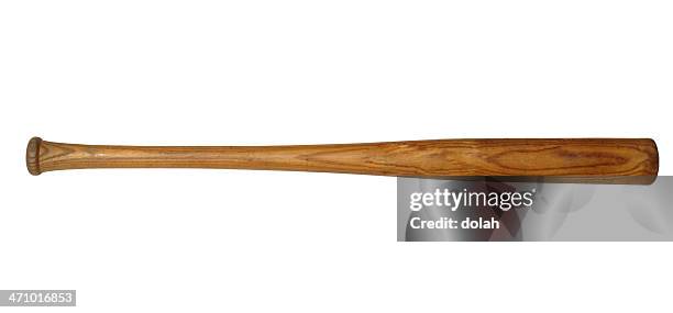 a single wooden baseball bat on a white background - basebollträ bildbanksfoton och bilder