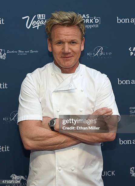 Chef Gordon Ramsay attends Vegas Uncork'd by Bon Appetit's Grand Tasting event at Caesars Palace on April 24, 2015 in Las Vegas, Nevada.