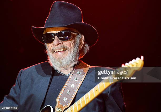 Musician Merle Haggard performs onstage during day one of 2015 Stagecoach, California's Country Music Festival, at The Empire Polo Club on April 24,...