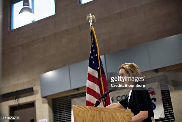 Carly Fiorina, former chief executive officer of Hewlett-Packard Co. And likely Republican presidential candidate for 2016, speaks during the Johnson...