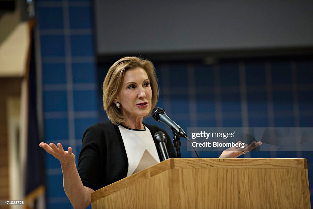 Former Hewlett-Packard CEO and Likely Republican Presidential Candidate Carly Fiorina Meets Voters